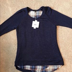 RXB Navy 3/4 sleeve layered look tunic top